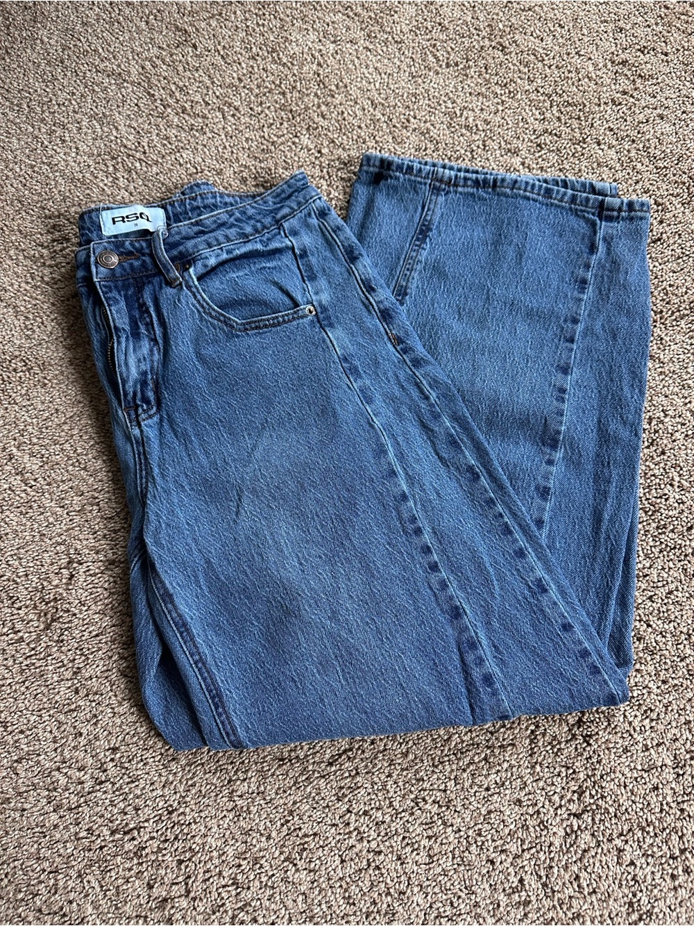RSQ Women’s Barrel Denim Jeans in Medium Blue